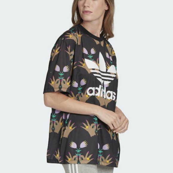 Adidas Allover Manicure Hands Print T Shirt - Picture 1 of 9